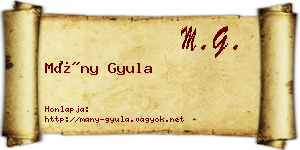Mány Gyula névjegykártya